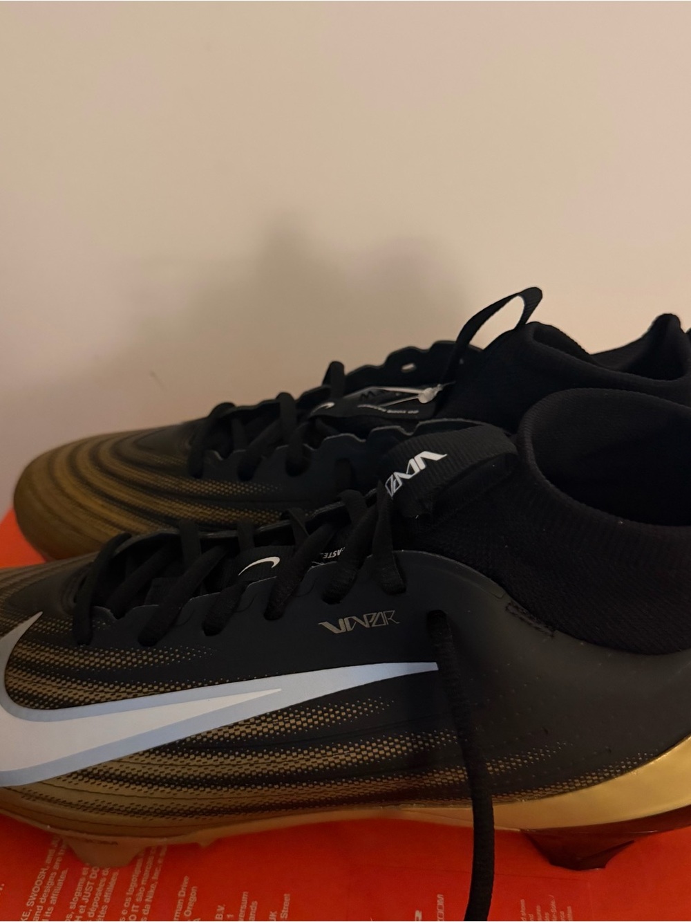 Nike Black and Metallic Gold Gradient High-Top Sneakers - Picture 2 of 2